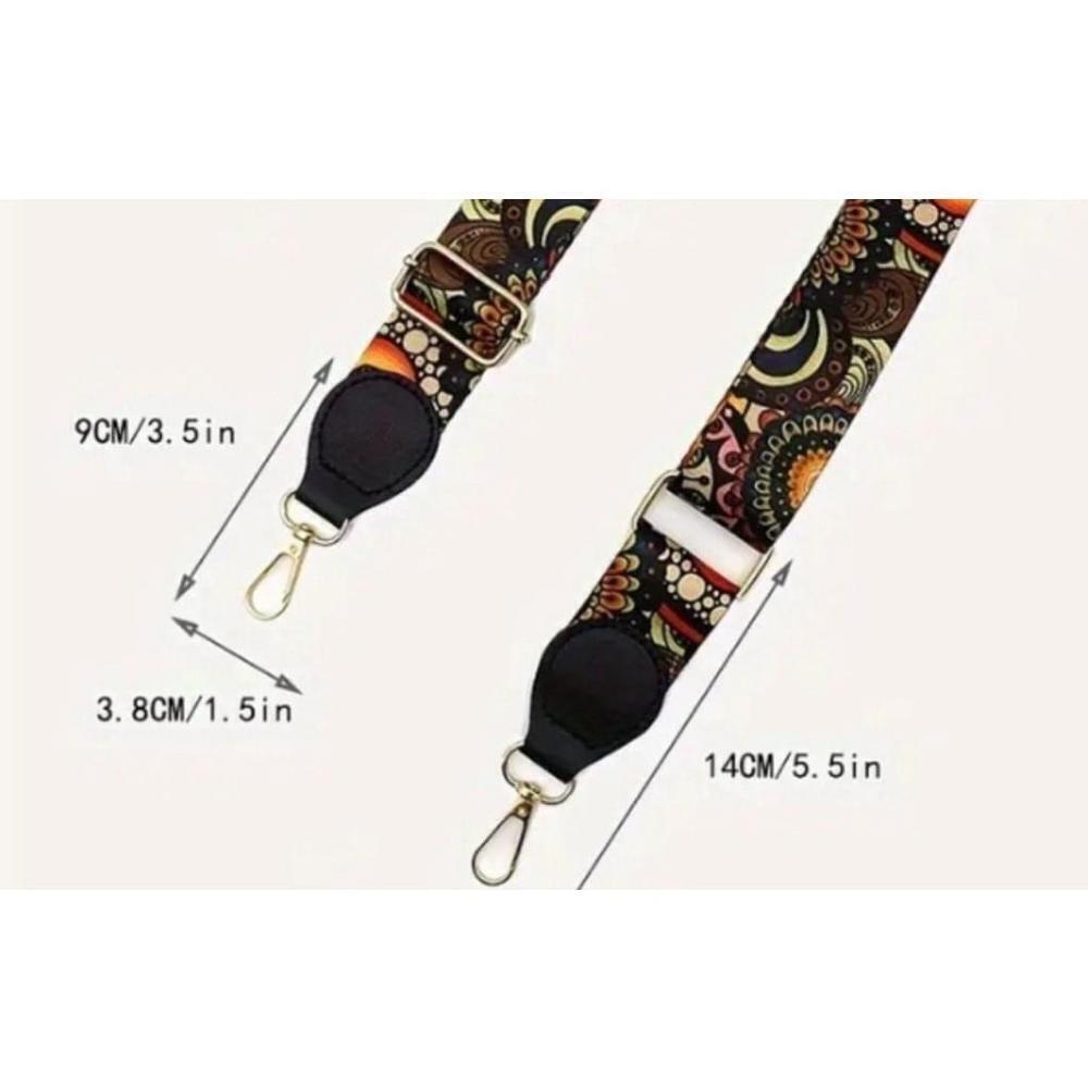 NEW Geometric Pattern Adjustable Shoulder Strap In Coffee - Picture 5 of 7